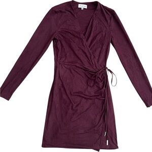 Halston Women's Burgundy Nadia Ultrasuede Jersey Wrap Dress in Burgundy